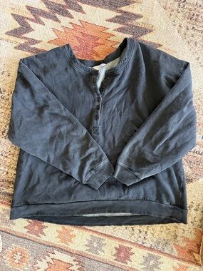 Time and Tru Dark Gray Henley Pullover